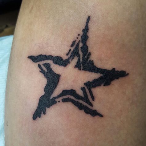 Splatter star tattoo Star Skull Tattoo, Black Star Tattoo Radiohead, Black Star Radiohead Tattoo, Skull Star Tattoo, Black Star Tattoo Soul Eater, Abstract Star Tattoo, 6 Point Star Tattoo, Star Tattoo Men, Mazzy Star Tattoo