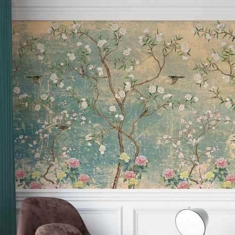 Ancient Wallpaper, Gracie Wallpaper, Chinoiserie Mural, Bedroom Mural, Asian Wall Art, Back Wallpaper, Vintage Chinoiserie, Mural Ideas, Chinoiserie Wallpaper