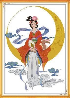 chang´e - Búsqueda de Google Moon Cross Stitch, Stitch Diy, Adornos Halloween, Chinese Cartoon, Embroidery Diy, Chinese Mythology, Diy Cross, Cross Stitch Cards, Diy Cross Stitch