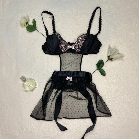 Victoria's Secret Black And Light Pink Apron Teddy Lingerie Pink Apron, After Marriage, Pink Bows, Victoria Secret Lingerie, Teddy Lingerie, Pink Bow, Tie Back, Victoria Secret, Bow Tie