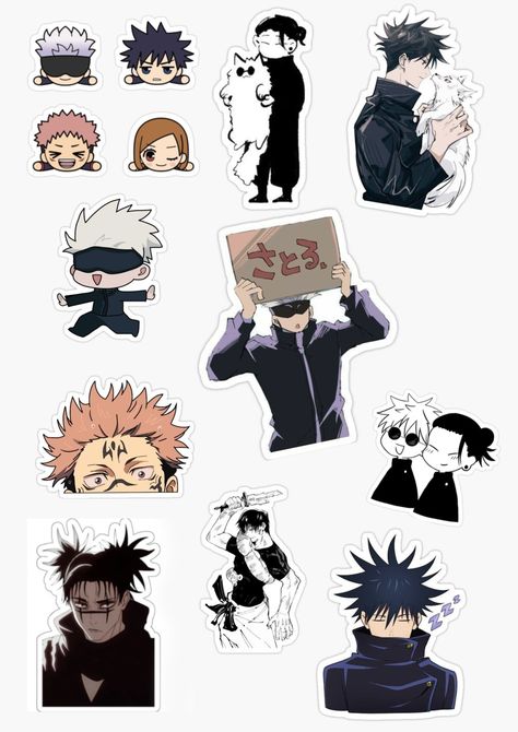 Jujutsu Kaisen Stickers Printable, Jjk Crafts, Anime Sticker Sheet, Jjk Stickers, Anime Charms, Printable Sticker Sheets, Anime Printables, Scrapbook Stickers Printable, Mini Drawings