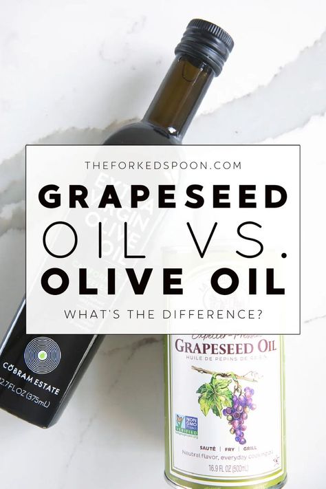 Grapeseed oil and olive oil: Two of the world’s most famous crops that span across many cultures and traditions and make fantastic cooking fats. Let's look closely at Grapeseed oil vs. Olive oil, examining their different uses, flavors, and health benefits. Grapeseed Oil Uses, Grapeseed Oil Benefits, Diy Body Lotion, Best Cooking Oil, Oil Well, Fitness Community, Fruit Salad Recipes, Flaxseed Oil, Body Lotions