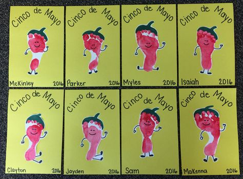 Cinco de Mayo  Dancing pepper Footprint Infant - Toddler Spring Toddler Crafts, Summer Crafts For Toddlers, Prek Crafts, Footprint Craft, Infant Classroom, Art Activities For Toddlers, Baby Art Projects, Footprint Crafts, Toddler Arts And Crafts