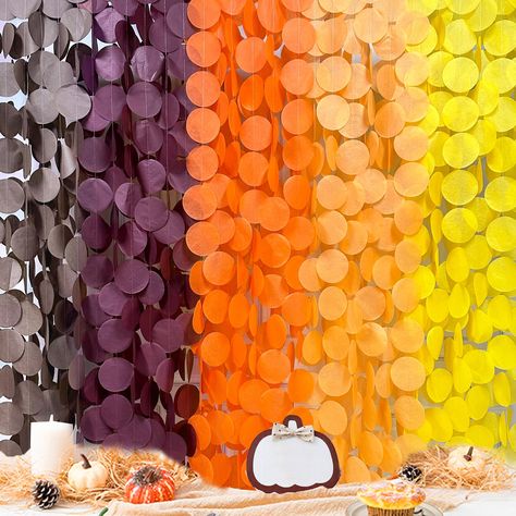 PRICES MAY VARY. 🟠PACKAGE CONTAINS- 15 packs of fall color circle dot party garland banner,each string is 12.8 feet/3.9 meters with 30 pcs polka dots, Total is 58.5 meters/192 feet. 🟤ENVIRONMENTAL MATERIAL-Our orange brown maroon yellow big circle dot streamer garland are made of high quality tissue paper,carefully hand-made and machine-sewn together with thread.durable and reusable.Unroll & unwrap the tissue paper garland carefully. Due to delicate nature of thread, may tangle. 🟡UNIQUE DESIG Soiree Decor, Hanging Streamers, Harvest Party Decorations, Backdrop Garland, Fall Festival Decorations, Brown Tissue Paper, Tissue Paper Garlands, Thanksgiving Party Decorations, Fall Backdrops