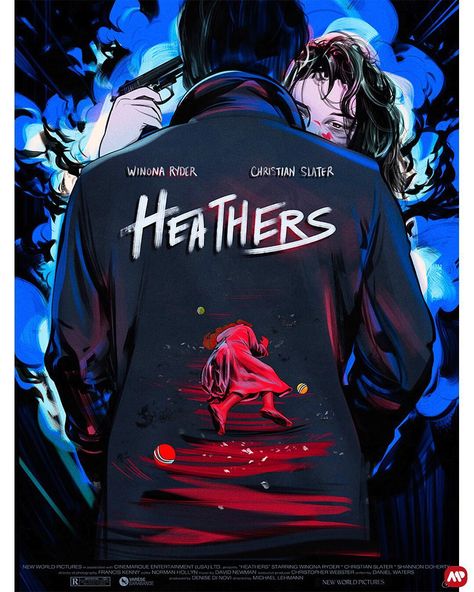 Christian Slater Heathers, Movie Poster Font, Heathers 1988, Heathers Wallpaper, Jd Heathers, Heathers Fan Art, Jd And Veronica, Alternative Posters, Oliver North