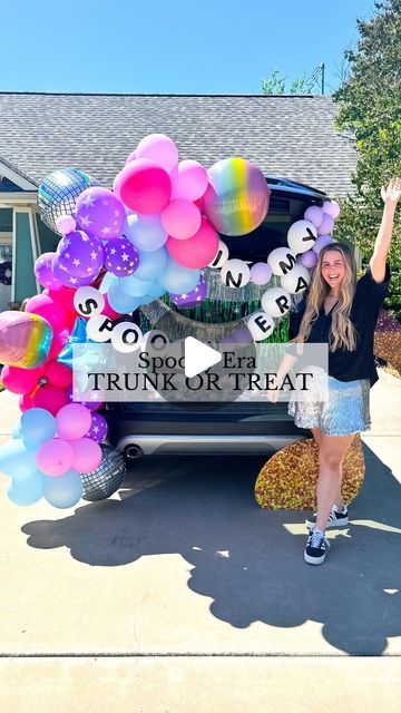 Sierra Miller | Content Creator on Instagram: "If you’re in your spooky era like me, this Halloween trunk or treat set up is for you! 🎃🎤🎶🪩 #OTCPartner @orientaltrading had everything I needed to make my trunk shimmer – mirror balls, friendship bracelets and all! Comment SHOP for links to all the supplies 🔗 #OrientalTrading . . . . . #swiftie #swifties #friendshipbracelets #erastour #trunkortreat #trunkortreat🎃 #trunkortreatideas #swiftieparty #makethefriendshipbracelets #taylorswift #halloween2024" Spooky Era Trunk Or Treat, Trunk Or Treat Ideas Taylor Swift, Trunk Or Treat Tips, Eras Tour Trunk Or Treat Ideas, Light Up Trunk Or Treat Ideas, Amazing Trunk Or Treat Ideas, Taylor Swift Themed Trunk Or Treat, 90s Trunk Or Treat Ideas, Swiftie Trunk Or Treat