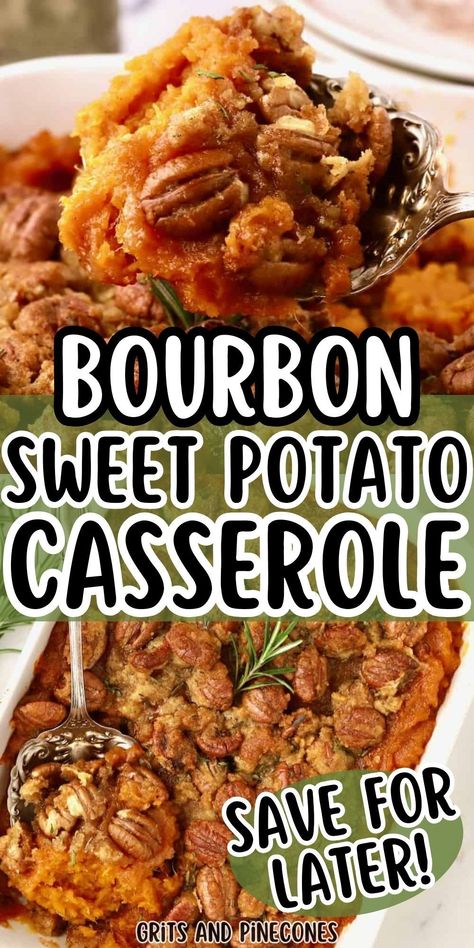 Drunken Sweet Potatoes, Southern Sweet Potato Casserole, Lacto Vegetarian, Thanksgiving Casserole Recipes, Bourbon Sweet Potatoes, Holiday Casseroles, Party Side Dishes, Sides Dishes, Thanksgiving 2023