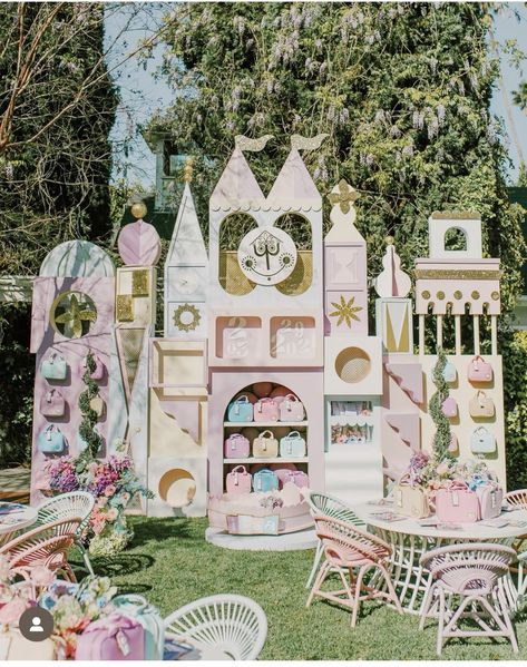 Disneyland 1st Birthday, Small World Party, Disney Baby Shower Themes, Ratatouille Party, Disney World Birthday, Wood Props, It’s A Small World, Disneyland Birthday, Princess Theme Birthday