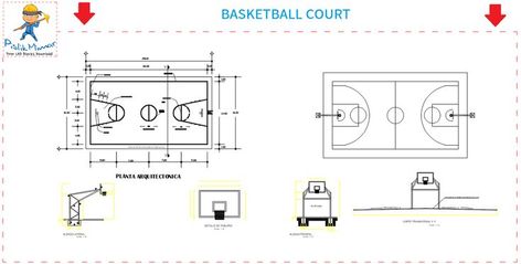 Basketball Court Dwg In FIBA standards, the dimensions of the basketball court must be 28 m x 15 m. Stands and other off-field elements must be at least two meters from the court lines. Because the players or the ball may go out of the field, especially in the under-the-pot struggles of basketball players. FIBA’s basketball court size standard is not the same as the NBA. In the NBA, the short sidelines of the court are 50 feet, or 15.24 meters; the long side lines are 94 feet, or 28.65 meters. Basketball Court Size, Cad Blocks Free, Fiba Basketball, Cad Blocks, Autocad Drawing, Basketball Players, The Court, Autocad, Basketball Court