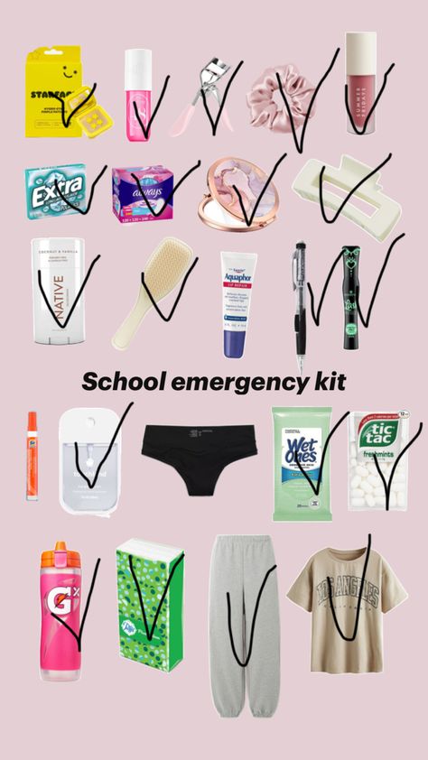 this is what i would get for back to school kit Kit For School, Back To School Kit, School Emergency Kit, Girl Kit, Middle School Hacks, School Survival Kits, School Kit, Emergency Bag, Spring Break Trips