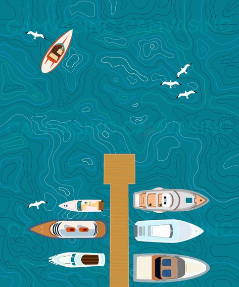 Boat Top View, Boat Graphic Design, Dock Illustration, Cruise Ship Illustration, Harbor Illustration, Fish Boat Illustration, Boat In Water Illustration, Ferry Boat Illustration, Boat From Above Illustration