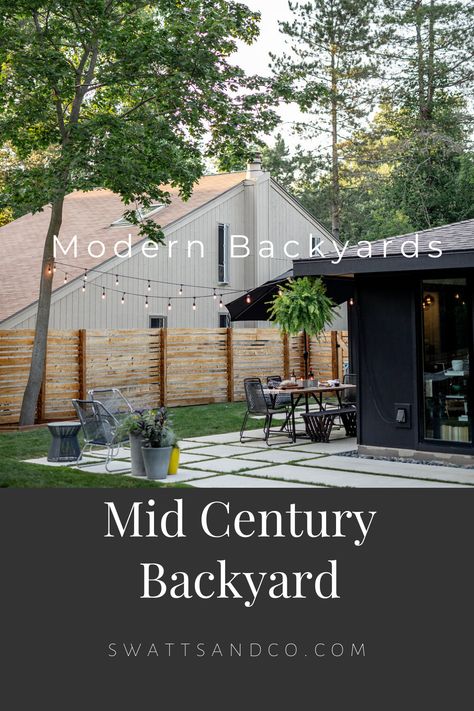 Backyard Modern Patio Designs, Mid Century Backyard Landscaping, Backyard Patio Renovations, Outdoor Patio With Pavers Ideas, Patio Mid Century Modern, Mcm Outdoor Patio, Mid Century Modern Backyard Ideas, Midcentury Backyard Landscaping, Mid Century Modern Patio Outdoor Spaces