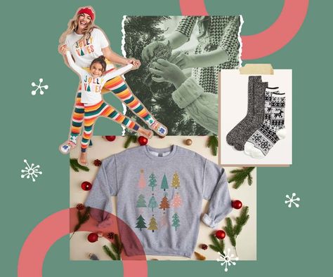 Check out our favorite festive clothing items, accessories, pajamas, and a few home decor items for moms this holiday season. #holidayaccessories #holidayoutfits #holidayclothes #holidaydecor #holidaygifts #holidaygiftideas #etsyholidayfinds Womens Christmas Pajamas Target, Cheap Cotton Christmas Sweatshirt, Christmas Sweatshirts Kohl's, Affordable Cotton Christmas Sweatshirt, Cozy Long Sleeve Christmas Sweatshirt, Outfits To Wear To School, Traditions To Start, Winter Outfits Warm, Warm Leggings