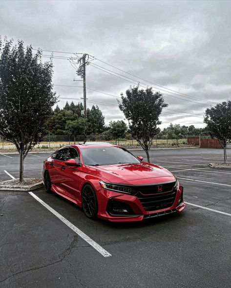 Red Honda Accord Sport, Modded Honda Accord, Honda Civic Mods, Honda Accord Sport Modified, Red Honda Accord, Honda Accord Modified, Honda Civic Red, 2018 Honda Accord Sport, Honda Sports Car