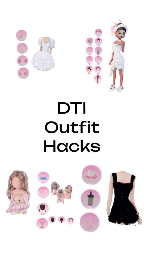 Dress To Impress/DTI Outfit Hacks and Tipps #dresstoimpress #dti #dtiinspo #dtioutfits #dtiroblox #dticodes #dtiideas #dtihacks #dresstoimpressinspo Every Single Dress To Impress Code, Dti Clothing Hacks Non Vip, Dti Outfit Hacks New Update, Dti Cute Fit Hacks, Dti Fit Ideas Free, Shirt Combos Dti, Dti Outfits Free Style, Dti Tips And Tricks, Dti Hacks Invisible