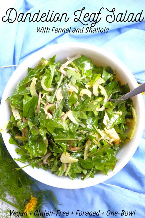 Spring Salad: Fennel and Dandelion Leaf Recipe - Very Vegan Val Dandelion Salad Recipes, Dandelion Leaf Recipes, Dandelion Leaves Recipe, Dandelion Salads, Salad Fennel, Interesting Salads, Dandelion Salad, Dandelion Leaf, Garden Witch