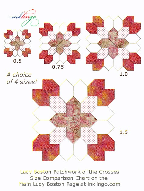 Epp Pattern, Lucy Boston Quilt, Patchwork Of The Crosses, Lucy Boston, Cross Quilt, Hexie Quilt, Hexagon Quilts, English Paper Piecing Quilts, Comparison Chart