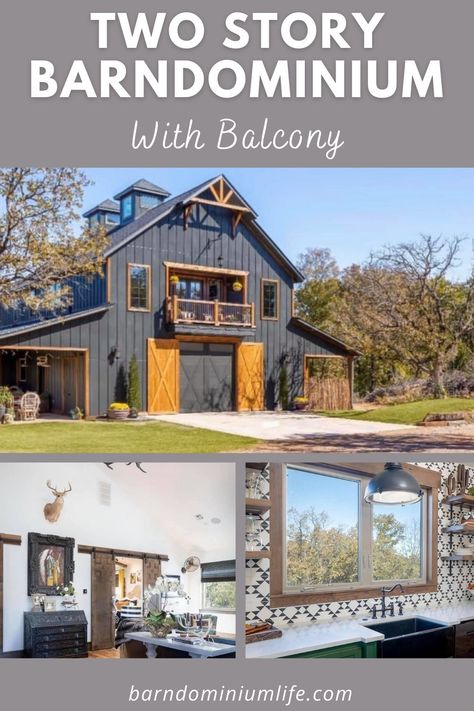 Two Floor Barndominium, Two Story Metal Building Homes, Barndominium With Garage Underneath, Desert Barndominium, Hillside Barndominium, 2 Story Barndominium With Shop, Barndominium Balcony, Barndominium With Balcony, Prefab Barndominium