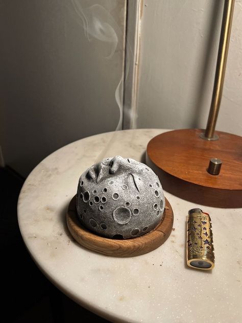 Moon Insence Holder, Come Incense Burner, Powder Incense Burner, Moon Incense Burner, Polymer Clay Incense Burner, Ceramic Moon Face, Witchy Incense Holder, Cool Incense Holder, Backflow Incense Burner Diy Clay