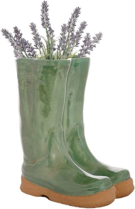 Herb Planter Wellington Boot Large Blue Flower Pot : Amazon.co.uk: Garden & Outdoors Blue Flower Pot, Green Flower Pots, Pottery Inspo, Garden Boots, Flower Pot Design, Uk Garden, Herb Planters, Planter Design, Yard Project