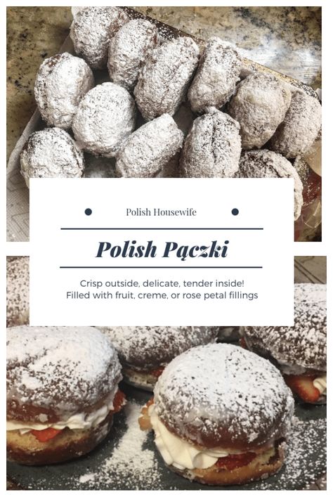 Try authentic Polish Pączki, whether you fill them with a fruit preserves, whipped cream and berries, or rose petal jam, you'll want them for Fat Tuesday Thursday and beyond! #Polish #recipe #paczki Packzi Recipe, Polish Donut, Polish Food Recipes, Recipes For Easter, Polish Recipe, Polish Desserts, Polish Heritage, Eastern European Recipes, Polish Food