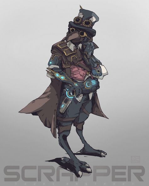 Dnd Engineer, Kenku Artificer, Dnd Tabaxi Druid, Dnd Kenku, Engineer Character Design, Dnd Kenku Artificer, Small Tabaxi Dnd, Kenku Character Art, Dnd Tabaxi Wizard