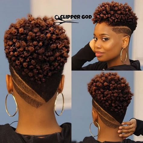 Natural Curly Fade Mohawk Hairstyle for Women - thirstyroots.com: Black Hairstyles Mohawk Hairstyles For Women, Black Haircut Styles, Natural Hair Haircuts, Short Natural Haircuts, Black Hair Cuts, Cabello Afro Natural, Short Hair Designs, Tapered Natural Hair, Natural Hair Cuts