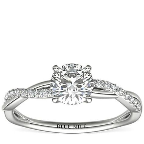 3/4 Carat Ready-to-Ship Petite Twist Diamond Engagement Ring in 14k White Gold 1ct Diamond Ring, Nature Inspired Wedding Ring, Infinity Engagement Ring, Unique Engagement Ring Settings, Round Diamond Engagement Ring, Leaf Engagement Ring, Platinum Engagement Ring, Pave Engagement Ring, White Gold Engagement Ring