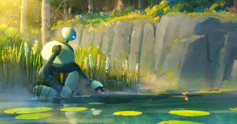 Wayne Tsay | More roz and brightbill shenanigans #dreamworks #animation #thewildrobot #visualdevelopment #color | Instagram The Wild Robot Wallpaper, Robot Background, Animation Dreamworks, Robot Wallpaper, The Wild Robot, Dreamworks Movies, Look At The Sky, Dreamworks Animation, Art Inspiration Painting