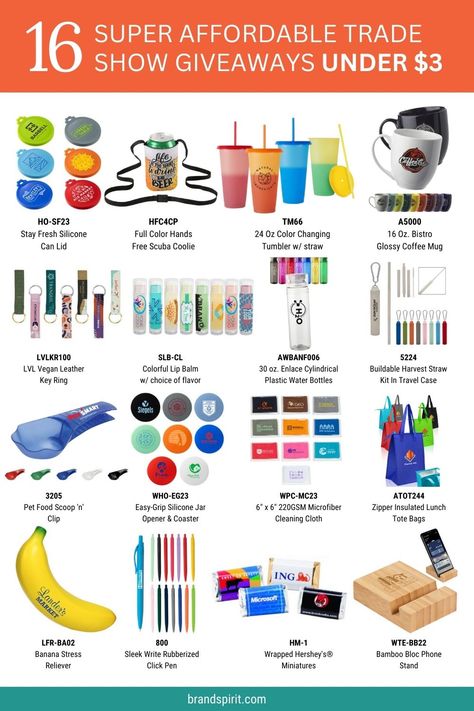 Are you gearing up for your next trade show or business event and looking for budget-friendly ways to make a lasting impression on potential clients and customers? Look no further! In this blog, we’ve curated a fantastic list of 20 super affordable trade show giveaways that won’t break the bank, all priced under $3 each. Useful Giveaways Ideas, Trade Show Promotional Items, Event Giveaway Ideas Corporate, Small Business Promotional Items, Corporate Souvenir Ideas, Simple Giveaways Ideas, Expo Giveaway Ideas, Diy Giveaways Ideas Business, Cheap Giveaways Ideas