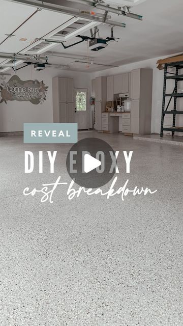 Amanda Vernaci | Come Stay Awhile on Instagram: "DIY GARAGE EPOXY FLOORS COST BREAKDOWN ✨ Follow @comestayawhile to learn how to DIY your home on a budget!

I was quoted almost $6000 to have these floors epoxied and I thought… hell no 😆 I can do that myself for way cheaper! My cost ended up being $1,048! Saving everything to a highlight for you so you can refer back to it later!

Trust me… if you have a little patience, ready to sweat a little and know how to use a paint brush, you can totally tackle this project in your home too at a FRACTION of the price. 

What questions do you have? Tomorrow I’ll meet ya in stories for a little Q+A sesh 😘 Send this to a friend or tag them down below to save it for later!

#diyepoxy #garagefloor #diyhomeprojects #homeimprovementprojects" Resin Concrete Floor, How To Paint Garage Floors, Tan Epoxy Garage Floor, Diy Epoxy Garage Floor, Apoxy House Floor Diy, Apoxy House Floor Ideas, Garage Floor Ideas Cheap, Epoxy Garage Floor Ideas, Diy Flooring On A Budget