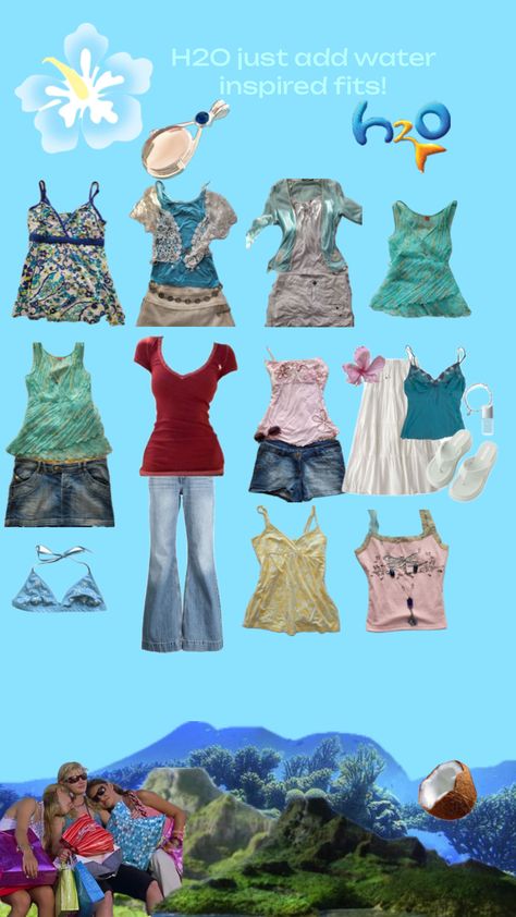 #h2ojustaddwater #h2o #justaddwater #inspiredfits #fits #inspired #blue #coconutgirl #2000’s #outfitinspo H2o Inspired Outfits, H20 Just Add Water Outfits, Cleo H20, H2o Just Add Water Outfits, Bella H2o, H2o Outfits, Water Clothes, Water Clothing, H2o Mermaids