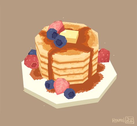 abbydraws:  Pancakes anyone? Submit Button, Low Poly Character, 3d Pixel, Game Textures, Month Of November, Low Poly Games, Low Poly Art, Low Poly Models, Food Challenge