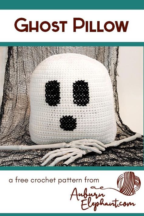 Spooky Ghost Pillow Crochet Ghost Pillow Pattern Free, Modern Baby Blanket Crochet Pattern, Crochet Seasonal, Crochet Home Decor Ideas, Crocheted Halloween, Ghost Pillow, Pillow Covers Pattern, Christmas Sales, Decoration Pieces