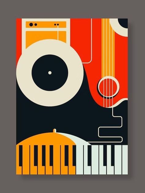 Musical Instruments Abstract Art, Music Instruments Artwork, Abstract Musical Instruments, Music Art Abstract, Music Poster Ideas Illustration, Posters About Music, Fine Art Poster, Music Note Poster, Music Poster Illustration