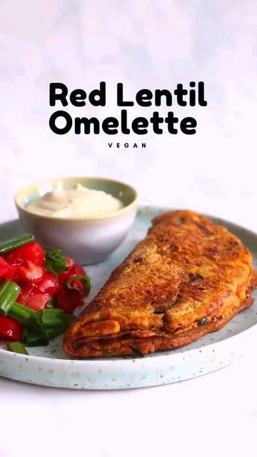 @easyvegan4u on Instagram: ""GET The Complete Plant Based Cookbook - Over 100+ Delicious Vegan Recipes Including 30-day Meal Plans" ➡️ LINK IN BIO 🔗 @easyvegan4u 5-ingredient RED LENTIL OMELETTE 🌱that’s #highprotein and so easy to make, it could very well become your favorite new breakfast ��🥰 By @thetastyk —•—•—•—•— yields: 2 Sautéd veggies: 1 Tbsp olive oil 1/2 zucchini, diced handful mushrooms, sliced 1 garlic clove, minced Lentil Omelette: 3/4 cup (96g) lentil flour 1/2 tsp baking soda 1/4 Kulcha Recipe, Lentil Flour, Breakfast Meals, Vegan Brunch, Plant Based Cookbook, Vegan Meal Plans, Garlic Clove, Vegan Meal Prep, Vegan Foodie