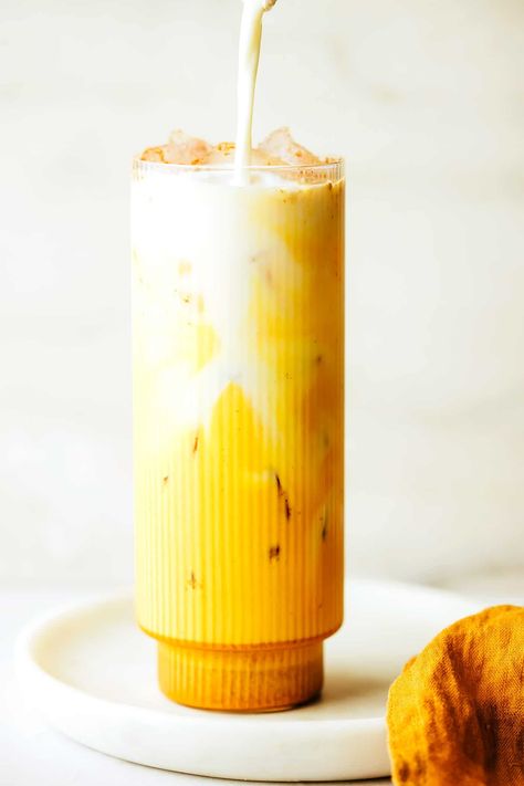 Golden Milk (Hot or Iced) Iced Golden Milk, Golden Milk Recipe Turmeric, Golden Milk Recipe, Golden Milk Latte, Turmeric Milk, Delicious Family Meals, Gimme Some Oven, Golden Milk, Chocolate Drinks