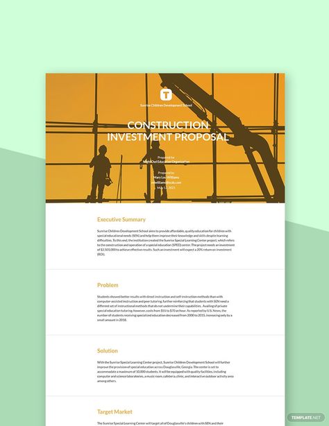 Construction Project Investment Proposal Template Circular Logo Design, Pages Template, Circular Logo, Capital Investment, Proposal Template, Excel Templates, Template Google, Proposal Templates, Apple Mac