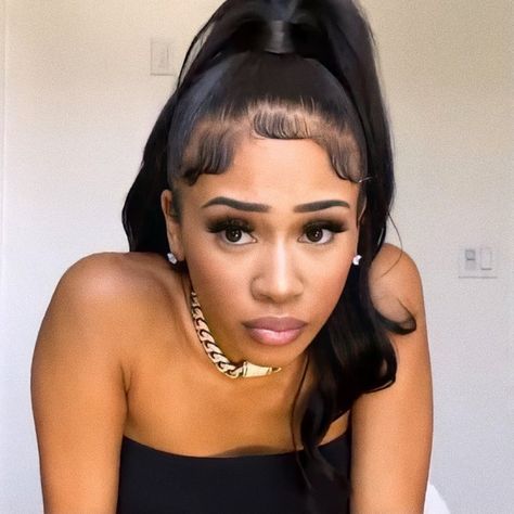 Saweetie Mood Funny, Saweetie Ponytails, Saweetie Edges, Saweetie Mood Pics, Saweetie Pfp, Saweetie 2016, Saweetie Hair Styles, Saweetie Makeup, Saweetie Hair