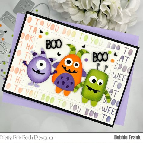 Monster Cuties-Pretty Pink Posh Day 2 Blog Hop Build A Monster, Halloween Train, Printable Sticker Paper, Word Stencils, Diy Scrapbook Paper, Copic Pens, Halloween Buckets, Halloween Words, Pretty Pink Posh