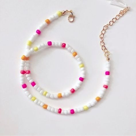 Hand Crafted Jewellery | Handmade Beaded Necklace | E14b | Colour: Gold/Pink | Measurement: 14 Inches Check more at https://howcandothis.com/diyideas/hand-crafted-jewellery-handmade-beaded-necklace-e14b-colour-gold-pink-measurement-14-inches/ Small Bead Bracelet, Handmade Beaded Necklace, Beaded Jewelry Necklaces, Beaded Necklace Diy, Clay Bracelet, Diy Bracelets Patterns, Beads Bracelet Design, Handmade Beaded Necklaces, Stone Beaded Necklace