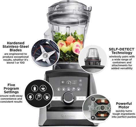 Vitamix A3500 Ascent Series Smart Blender, Professional-Grade, 48 oz. Container, Brushed Stainless Finish Best Blender, Vitamix Blender, Smoothie Blender, Best Blenders, Hot Soup, Container Size, Frozen Drinks, Frozen Desserts, Smoothie Bowl