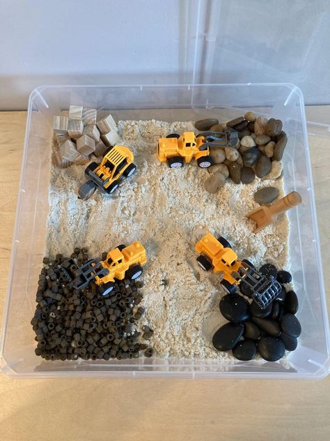 Sensory Boxes, Invitation To Play, Construction Theme, Sensory Table, River Rocks, Construction Party, Community Helpers, Small World Play, Preschool Theme