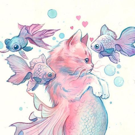 Lora Zombie on Instagram: "MerMay Kitties 💕🧜‍♀️ 🐱   #art #mermay #mermaid #cat #catsofinstagram #catlover" I Feel Everything, Lora Zombie, Feel Everything, Mermaid Cat, I Know Nothing, Know Nothing, Cat Drawing, Kitty Cats, Cat Lady