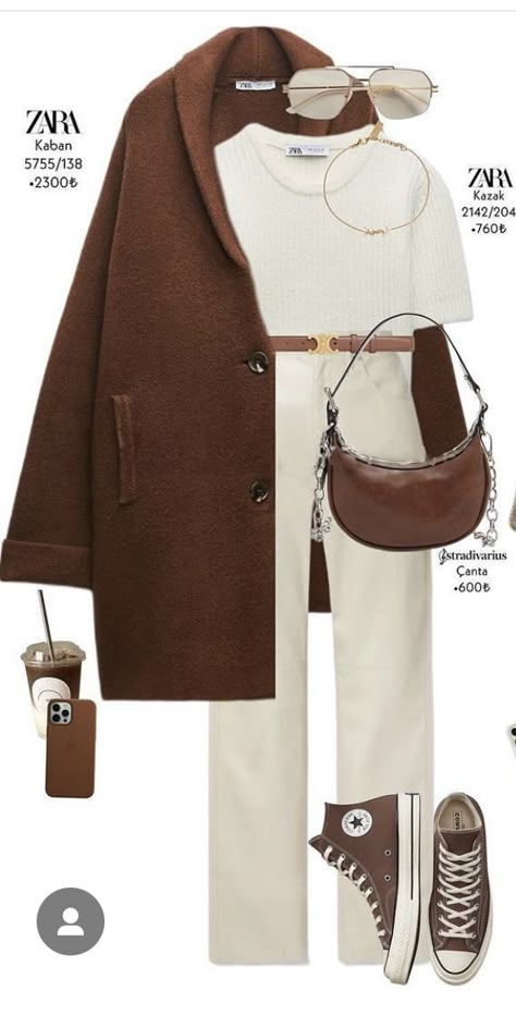 Outfits For Older Women, 21 Outfits, Warm Earth Tones, Winter Fashion Outfits Casual, Paris Mode, 2024 Outfits, Outfits With Converse, Statement Accessories, Brown Coat