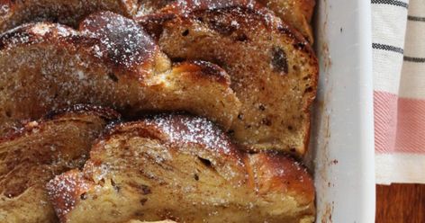 Rich with coconut flavor and spiked with rum, this recipe falls somewhere between a decadent French toast and bread pudding. Saveur Recipes, French Toast Bread Pudding, Caramel Sticky Buns, Sticky Buns Recipes, Baked French Toast, Creole Cooking, Gratin Dish, Coconut Caramel, Puerto Rican Recipes