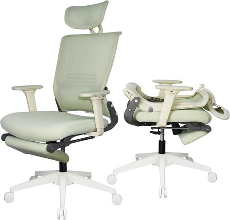 Amazon.com: Foldable Ergonomic Office Chair, High Back Desk Chair with Footrest, Mesh Back Computer Chair with Fixed Headrest, 2D Armrest, Adjustable Lumbar Support, Soft Sponge Seat, Swivel Task Chair, Green : Office Products Office Chairs With Foot Rest, Desk Chair Foot Rest, Ergonomic Desk Reading Chair, Comfy Office Chair Green, Ergonomic Desk Chair Pink, Computer Chair, Executive Chair, Ergonomic Office Chair, Task Chair