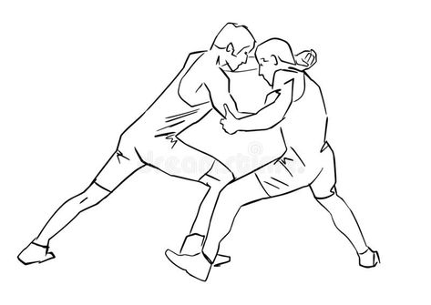 Greco-Roman wrestling. Black isolated contour. Fight of two wrestlers. Outlines of athletes in active poses. Sports competition or training. Vector silhouettes royalty free illustration Wrestling Drawing Reference, Pose Outline, Active Poses, Greco Roman, Sketches Simple, Free Illustration, Art Drawings Sketches Simple, Doodle Drawings, Free Illustrations