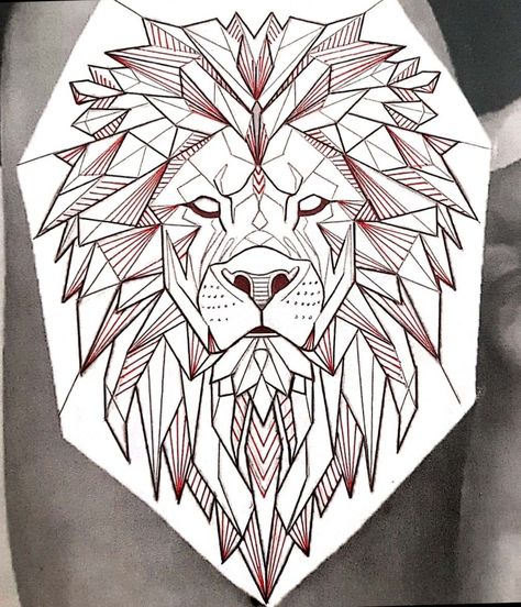 Lion Geometric Design, Geometric Lion Drawing, Geometric Lion Tattoo Design, Geometric Lion Tattoo, Lion Sketch, Geometric Lion, Ear Tattoo Ideas, Lion Head Tattoos, Ear Tattoos