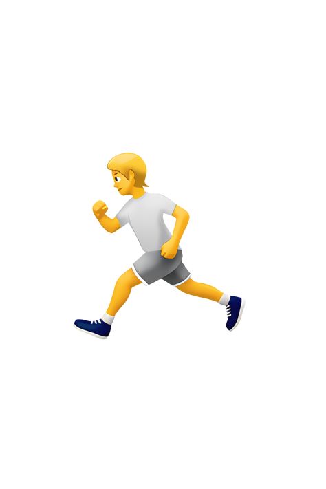 The emoji 🏃 depicts a person running. The figure is shown in profile, with one arm extended forward and the other bent at the elbow. The legs are in mid-stride, with one foot lifted off the ground and the other planted firmly. The person is wearing athletic clothing, including shorts and a tank top, and appears to be in motion. The emoji is typically depicted in a yellow or orange skin tone, with black outlines and shading to give it a cartoon-like appearance. Waiting Emoji, Running Emoji, Orange Skin Tone, Apple Emojis, Person Running, Ios Emoji, Running Photos, Orange Skin